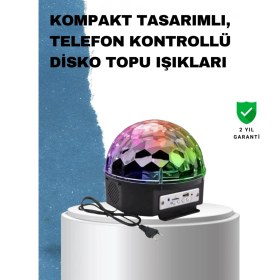 Resim Marsilyan Taşınabilir Rgb Disko Topu Bluetooth ve Uzaktan Kumanda Özellikli 