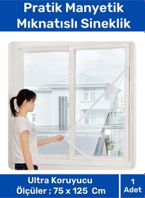 Resim Deluxe Pencere Balkon Dükkan Cam Pratik Manyetik Mıknatıslı Siyah Kapı Sinekliği Tülü 75x125 Cm 