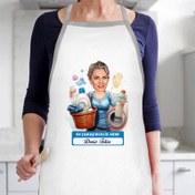Resim Çamaşırkolik Anne Karikatürlü Mutfak Önlüğü 