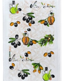 Resim 4lü Paket Baskılı Beyaz Mutfak Havlusu Modeli Zeytin 