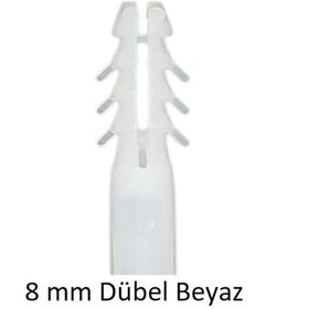Resim Dübel, 8 Mm Plastik Beyaz Dübel 1000 Adet 