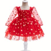 Resim Yeni Noel Sonbahar Kış Kız Elbisesi, Süper Güzel ve Peri Papatya File Uzun Kollu Prenses Elbisesi, Küçük Kızlar İçin Çocuk Kıyafeti Noel Hediyesi 