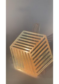 Resim Turuncu Simli Süslemeli Epoksi Bardak Altlığı Geometrik Desen Turuncu 