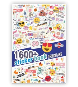 Resim İstisna 16 Sayfa 1600+ Ikonlar Emoji Sticker Book Etiket Kitabı Sticker Defteri A5 Boyut Etiket Seti 