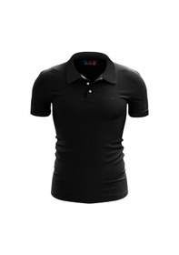 Resim Raru Pamuk Büyük Beden Polo T-shirt Ingens Siyah SIYAH 