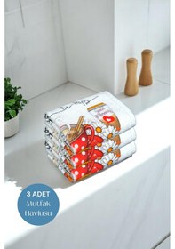 Resim 3lü Paket Baskılı Beyaz Mutfak Havlusu Modeli Read Books 