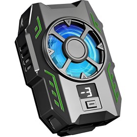 Resim Rgb Şarjlı Telefon Soğutucu Fan Radyatörlü Göstergeli Taşınabilir Telefon Fanı 