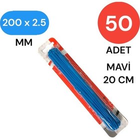 Resim Tek-iş Plastik Kablo Bağı Klipsi Cırt Kelepçe 200 Mm X 2.5 Mm Mavi 50 Adet 