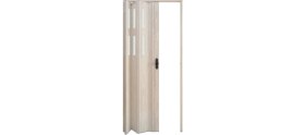 Resim Faran Dekorasyon 115 x 215 Akçaağaç Renk Camlı Pvc Akordiyon Katlanır Kapı - Frnakmodel-51 