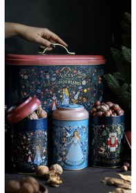 Resim Fairytale Desenli Metal Ekmeklik Ve 3'lü Saklama Kabı Seti Desenli 