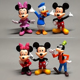 Resim Disney 6 Adet/Set Mickey Mouse Clubhouse Mickey Minnie Oyuncakları Yaratıcı Oyuncak Süsleri Ev Partisi Araba Zarif Süsler 