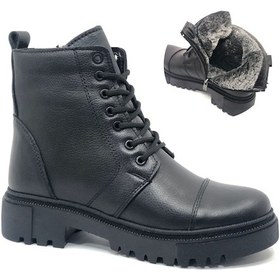 Resim Kocamanlar 4290 Hakiki Deri Postal Kadın Bot Siyah 