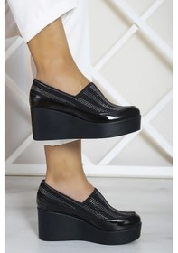 Resim Erkan Saçmacı Roxana Siyah Taşlı Streç Dolgu Topuklu Günlük Ayakkabı 