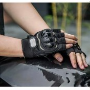 Resim Motosiklet Eldiveni Yarım Kesik Parmak Motorcu Eldiveni Korumalı 