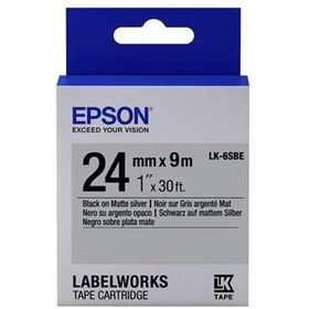 Resim Epson LK-6SBE Gümüş Üzeri Siyah 24mm 9Metre Etiket 