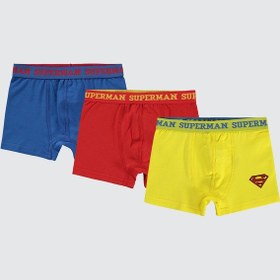 Resim Süperman Erkek Çocuk 3'lü Boxer Set 2-10 Yaş Sarı 