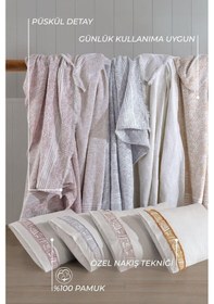 Resim Elart Giza Battaniye Seti Çift Kişilik 6 Parça Taş Taş 