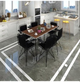Resim Knsz masa sandalye takımı hem75mazlum cvzsyh 130*090 klçsm 6 sandalye syhsyh kolçaklı sırt minderli 