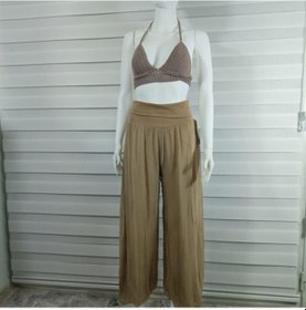 Resim Bohem Stil Italyan Korse Belli Astarlı İpek Pantolon Camel 