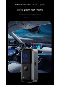 Resim 2 İn 1 Bluetooth Adaptör Alıcı Verici Bluetooth 5.4 Receiver Tf Kart Girişli Aux Wireless Araç Kiti 