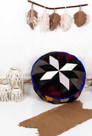Resim Ottoman Pouffe İskandinav El Yapımı Hakiki Kuzu Derisi Bohem Bahçe Balkon Bungalov Puf Minder 60x30cm(DOLGUSUZ) 