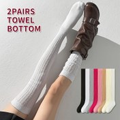 Resim 1 Çift/2 Çift - Kadınlar için Diz Üstü Çoraplar, Kalın Çizgili Diz Çorapları, Fleece Altı ile Kış Çorapları, Dizler için Kalınlaştırılmış ve Sıcak Uzun Çoraplar, Botlarla Uyumlu 
