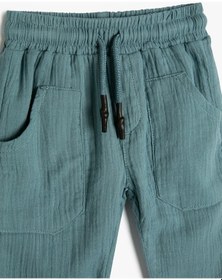 Resim Koton Pantolon Beli Bağlamalı Cepli Pamuklu Müslin Kumaş Mavi 3smb40034tw 3SMB40034TW614 Mavi 