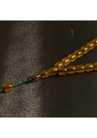 Resim Kapsül Kesim 10x8 Mm İmzalı Sıkma Kehribar Sistem Püsküllü Tesbih Sarı 