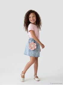 Resim LC Waikiki LCW Kids Indigo Çiçek Nakışlı Beli Lastikli Kız Çocuk Jean Etek 