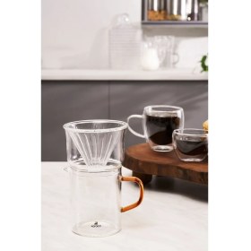 Resim PremiumPort Borosilikat Cam Dripper Kahve Demleme Ekipmanı 450 ml Orange 