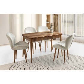 Resim Hazar Mobilgen Porto Sandalye 120+30 Kelebek Kütük Hg Açılabilir Masa Takımı Beyaz - Kahverengi 