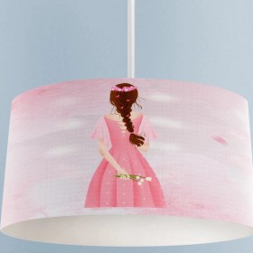Resim Mekta Home Pembe Arkası Dönük Kız Desenli Avize 
