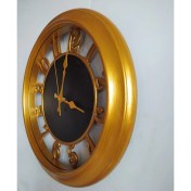 Resim Bahat Tedarik Siyah Altın Varak Çerçeveli Otel Salon Ofis Duvar Saati 35 Cm Camlı 