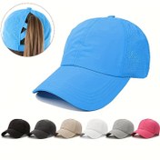 Resim 1X Yaz Hızlı Kuruyan Erkek Ponytail Beyzbol Şapkası, Güneş Koruma Şapkası, Kadın Spor Şapkası, Kamp Şapkası 