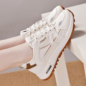 Resim Outdoor Adventures| Kadın Atletik Koşu Ayakkabıları - Şık Beyaz & Kahverengi, Kaymaz Taban, Bağcıklı Düşük Üstler, Kumaş İçli Sahte Kaplama, Her Mevsim Spor Ayakkabılar, Kaymaz Koşu Ayakkabıları|Şık Koşu Ayakkabıları|Sentetik Kaplama Spor Ayakkabılar, Bayan Spor Ayakkabıları 