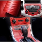 Resim 3d Kırmızı Tırtıklı Desen Hava Kanallı Karbon Folyo 152cmx20cm 