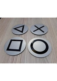 Resim Playstation Bardak Altlığı - Pleksi Gümüş - Siyah 