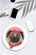 Resim pixolog Şaşkın Pug Baskılı Yuvarlak Mouse Pad 656 