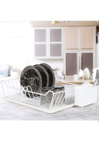 Resim Tek Katlı Bulaşık Sepeti + Tabaklık - Pe Kaplamalı Beyaz 