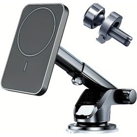 Resim Challenger Magsafe Uyumlu 15w Manyetik Araba Şarj Cihazı 360 Derece Dönebilen Siyah 