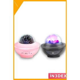 Resim İn3dex Bluetooth Hoparlörlü Yıldız Projektör LED Işık Disko Topu 
