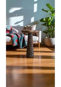 Resim Ceviz Renk Ahşap Mantar Sehpa Tekli Zigon Sehpa Kahverengi 