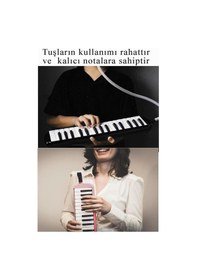 Resim Melodika 32 Tuşlu Mavi Bez Çantalı 1 Adet 32k Hortumlu Melodika Askılı Taşıma Kulplu Okul Öğrenci Mavi 