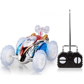 Resim Dasher Uzaktan Kumandalı Takla Atan Işıklı Çılgın Akrobat Araba - Mavi Rambo Kırmızısı 