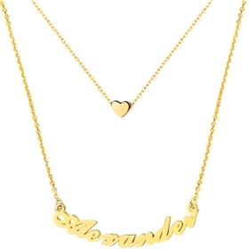 Resim design albatros jewelry Isim Kalp Çiçft Zincir Gümüş Kolye 