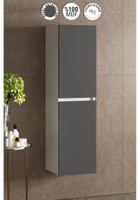 Resim Yıldız 35 130 Cm Beyaz-antrasit Gri Mat Mdf Asma Banyo Boy Dolabı Beyaz - Antrasit 