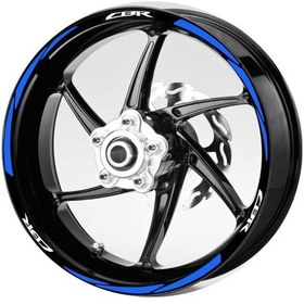 Resim Beyaz Cbr Yazılı 3 Parçalı Reflektif Mavi Jant Şeridi Sticker 
