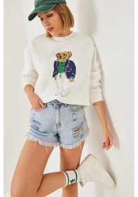 Resim Shade Kadın Üç İplik Şardonlu Baskılı Sweatshirt 55447 60351120 - Lacivert 