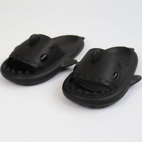 Resim mikudesign Köpekbalığı Siyah Unisex Tam Ortopedik Terlik Shark Slides 