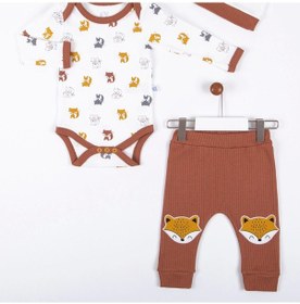 Resim Candar 3-12 Ay Erkek Bebek Takımı Little Fox 3'lü Kahverengi Kahverengi 